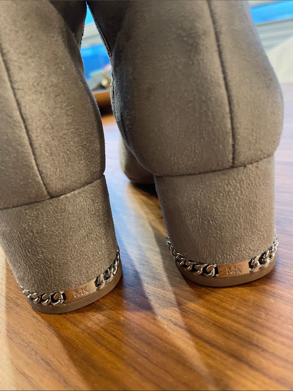 Michael Kors Over-the-Knee Suede Block Heel Boots - Light Gray - Picture 4 of 8